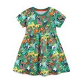 Robe d'été pour filles en coton à manches courtes avec imprimés d'animaux tropicaux - 2Y(90cm) / Vert Émeraude