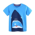 Maglietta blu in cotone per bambini con stampa squalo per set estivi da ragazzo - 2Y(90cm) / Maglietta Stampa Squalo (5416)