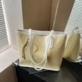 Grand sac cabas jaune clair avec ours en relief et finitions en cuir blanc crème - Jaune clair (Grand)