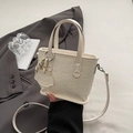 Sac fourre-tout blanc crème avec motifs chiots en relief et pendentif assorti - Blanc Crème (Petit)