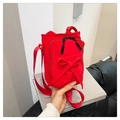 Petit sac bandoulière rouge en nylon avec grand nœud et fermeture à cordon - Rouge