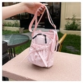 Mini sac bandoulière rose avec nœud et tissu froissé élégant pour femmes - Rose