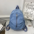 Zaino in denim azzurro con cerniera verticale e design coreano per studentesse - Azzurro