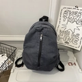 Zaino minimalista in denim grigio scuro lavato con cerniera verticale anteriore - Nero