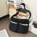 Sac bandoulière en nylon noir style techwear avec poches à cordon pour le quotidien - Noir