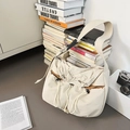Sac bandoulière plissé beige chic avec grande capacité et poches à cordon pratiques - Blanc