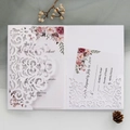 Set di inviti di nozze tagliati al laser con design floreale ed elegante - Bianco