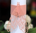 Rond de serviette en papier découpé au laser paon rose doré pour décoration de mariage - Rose