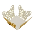 Elegant laser cut butterfly candy box for weddings and parties in cream white finish - Reflective Gold