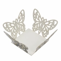 Detailed laser-cut butterfly hollow pattern on white paper candy box for wedding decor - Reflective Silver