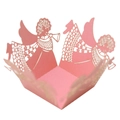 Scatola di caramelle rosa tagliata al laser con design ad angelo e trafori - Rosa