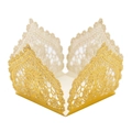 Detail of laser-cut gold hollow cupcake wrapper with elegant floral lace pattern decoration - 35cm / Reflective Gold