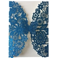 Laser-cut royal blue glitter butterfly invitation card with intricate floral patterns - Glitter Royal Blue