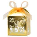 Goldene lasergeschnittene Kürbis-Geschenkbox mit orangefarbenem Band für Erntedankfest - 5*5*8CM / Reflektierendes Gold