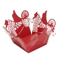 Decorazione per cupcake in carta rossa tagliata al laser con motivo ad angelo per feste - Rosso Perlato