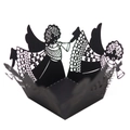 Laser-cut black hollow candy box with angel pattern for weddings and parties - Black