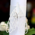 Elegant pearl white peacock paper napkin ring with laser-cut hollow design for weddings - White