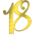 Topper per torta numero 18 glitter oro con bastoncino in legno per festa di compleanno - Oro Riflettente-18(CP-46)