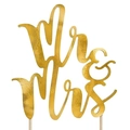 Gold mirror Mr & Mrs wedding cake topper with metallic texture for party decoration - 15*13.7CM / Reflective Gold