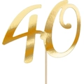 Topper per torta numero 40 dorato riflettente per quarantesimo compleanno o festa - Oro Riflettente-40(CP-47)