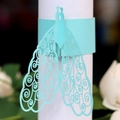 Laser-cut tiffany blue paper napkin rings with elegant hollow peacock design - Tiffany Blue