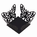Detail of laser-cut black butterfly cupcake wrapper with hollow design for wedding parties - Black
