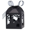 Scatola regalo nera tagliata al laser con motivo cowboy e fiocco in nastro elegante - Nero