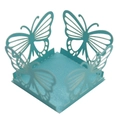 Detail of laser-cut butterfly cupcake wrapper made of light blue textured cardstock - 3.7cm / Tiffany Blue