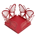 Detailed laser-cut wedding favor box featuring intricate red paper butterfly hollow patterns - 3.7cm / Pearlescent Red