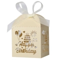Laser cut cream birthday candy box with Happy Birthday hollow design and ribbon - Cream (Jewelry Star)