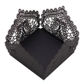 Detail of laser-cut black lace gift box with intricate floral vine patterns for weddings - Black