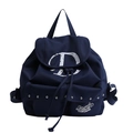 Dunkelblauer Canvas-Rucksack mit weißem Logo und Vordertaschen für Studenten - Marineblau