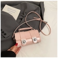 Chic pale pink rectangle crossbody pillow bag with glossy finish and silver metal hardware - Pink Without Pendant