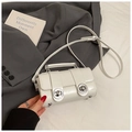 Chic white glossy faux leather crossbody pillow bag with silver turn-lock buckles - White Without Pendant