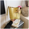 Light yellow bucket bag with a cute puppy charm and adjustable strap for women - Yellow with Pendant