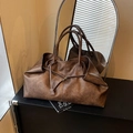 Bolso tote de cuero marrón oscuro retro con estructura de alas y gran capacidad - Talla grande marrón