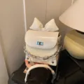Mini cream-colored crossbody bag with large bow and silver chain in woven texture - L / White Large