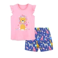 Ensemble fille sans manches rose avec motif lion et short aux motifs animaux tropicaux - 2Y / Ensemble Rose/Bleu Marine (2287)