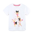 Weißes Baumwoll-Kurzarm-T-Shirt für Mädchen mit künstlerischem Gymnastik-Druckdesign - 2Y(90cm) / Rhythmische Sportgymnastik Cartoon-Druck (5443)