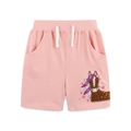 Pantaloncini sportivi rosa in cotone per bambina con ricamo a cavallo e coulisse - 2Y(90cm) / Rosa (3148)