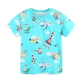 T-shirt azzurra in cotone per bambino con stampe di aerei e razzi cartoni animati - 2Y / Blu lago chiaro