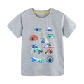 T-shirt grigia in cotone per bambini con stampa colorata di campeggio e auto fuoristrada - Grigio Melange (5423) / 2Y (90cm)