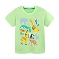Hellgrünes Baumwoll-T-Shirt für Jungen mit niedlichem Tierprint und Rundhalsausschnitt - 2Y(90cm) / Hellgrün