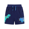 Boys navy blue shorts with elastic drawstring waist and cute dinosaur embroidery - 2Y(90cm) / Dark Blue (3138)