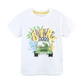 T-shirt bianca da bambino in cotone con stampe safari e girocollo giallo - 5Y(115cm)