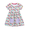 Abito estivo bianco da bambina con stampe marine e doppie tasche a righe viola - 2Y(90cm) / 1598