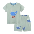 Kleinkinder Jungen Sommer-Set in Hellgrün mit Wal-Stickerei und Ocean-Vibes-Print - Hellgrüner Wal-Print-Stil (2292) / 2Y(90cm)