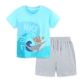 Ensemble d'été pour enfants avec T-shirt requin bleu clair et short gris 2 pièces - 2Y(90cm) / Haut Bleu Ciel Avec Short Gris (2277)