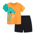 Ensemble d'été pour garçon avec t-shirt dinosaure orange et short noir - 2Y / Style Dinosaure Orange / 90cm