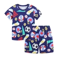 Jungen Sommer Schlafanzug Set mit Sport-Motiven und Fußball-Druck in Dunkelblau - 3Y / Dunkelblau Sportdruck